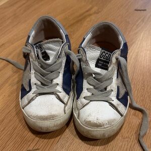 Golden Goose Kids White and Navy Sneakers